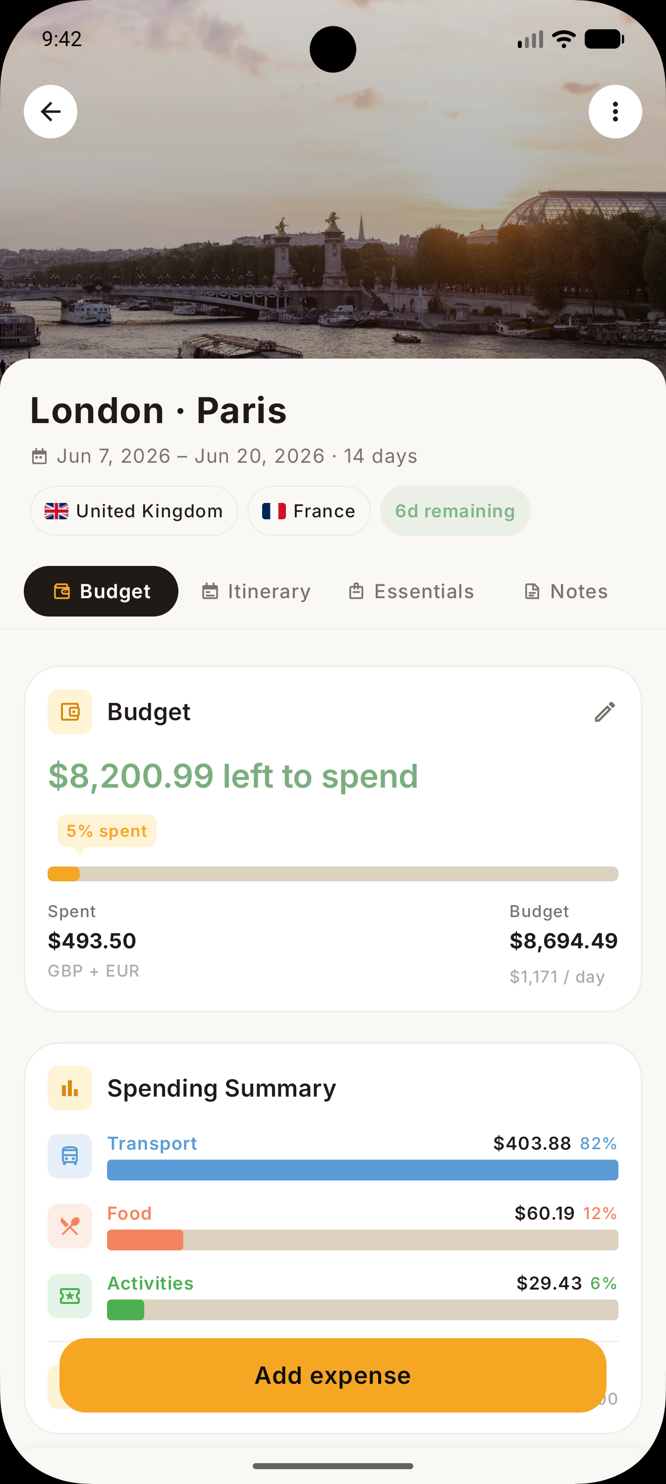 Nomad trip budget tracking